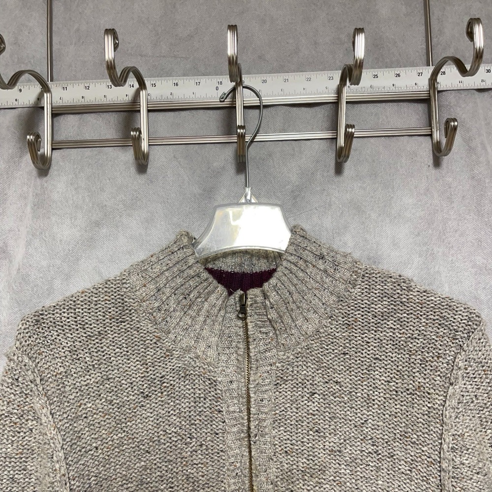 7 Diamonds Sweater Men L Gray Beige 1/4 Zip Knit Grand Teton Pullover Fisherman
